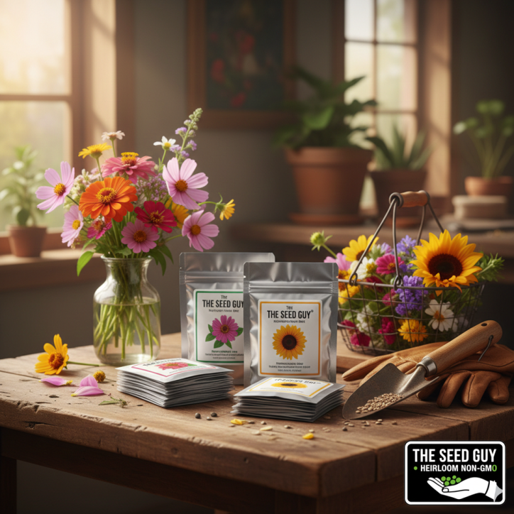 8 Variety Heirloom Flower Seed Package